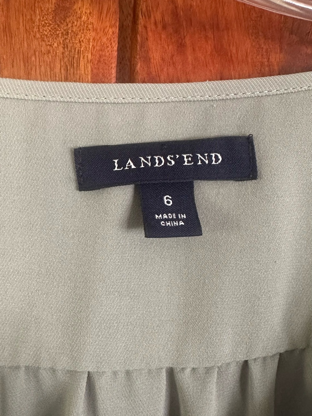 Lands' End Sage Green Button-Front Women's Blouse - Picture 3 of 6